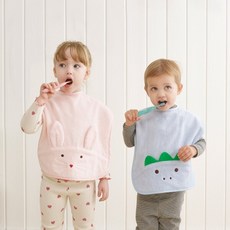 Milo＆Gabby 可愛造型圍兜式毛巾-2款造型, 1個, 恐龍(藍)