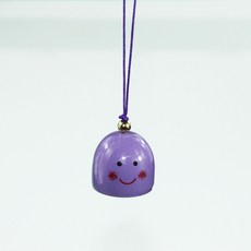 可愛笑臉鈴鐺 手工掛件, 紫色笑臉 2.8cm
