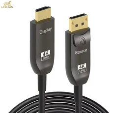 AOC 광섬유 디스플레이포트-HDMI 케이블 4K 60Hz 남-남 5m 10m DP HDMI2.0 HDR TV 컨버터 어댑터, 04 7.5m, 01 DP TO HDMI