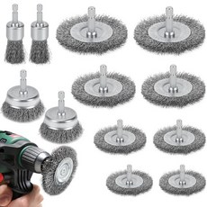 12개 묶음 와이어 브러시 드릴 6mm 무선 드라이버와 육각봉 6가지 크기 세트 강철 드라이버 드릴용으로 녹 제거 및 광택용