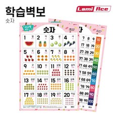 라미에이스 유아포스터 아기벽보 신생아 학습 벽그림 양면학습벽보 숫자 520x765mm, 단품, 단품