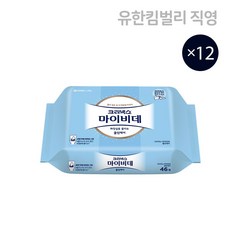 크리넥스 마이비데 물티슈 리필형 46매x6팩/클린케어, 12개, 46매, 2.3g