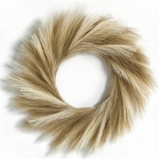 嗨購 57公分亞馬遜風潘帕斯草花環 仿真蘆葦蒲葦花裝飾, 米咖混色,直徑57釐米