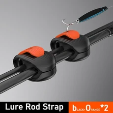 사용하기 쉬운 루어로드 클램프 안전한 보관을 위한 내장형 후크홀 대부분의 낚싯대에 범용적으로 사용 가, 10 Black-Orange 2pcs