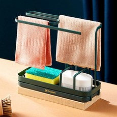 디이유 고급스러운 무타공 수세미 거치대, 1개, 럭셔리 그린