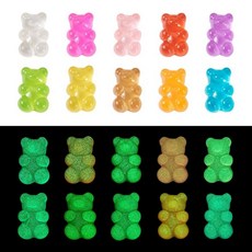 Sparkeads 야광 레진 젤리 베어 카보숑 곰 90개 다채로운 플랫백 테디 참 네일 아트 DIY 헤어 클립 스크랩북 폰 공예 주얼리 제작 용품, Sparkeads 야광 레진 젤리 베어 카보숑 야광 곰, Bear #2