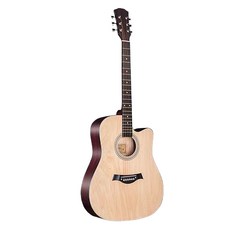 FAKANU 41吋雲杉木缺角民謠吉他 原木色 不鏽鋼琴弦 玫瑰木琴碼 初學者入門推薦, 1套, 41吋民謠吉他 木吉他