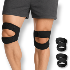 핫쏘잇 이중압박 슬개골 에어 무릎보호대, 블랙, 2개