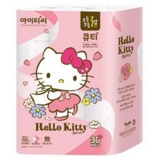 헬로키티 데코 큐티 천연 펄프 3겹 롤 화장지, 27m, 30개입, 1개
