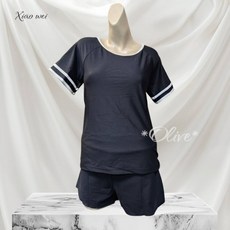 小薇的店 MIT沙兒斯品牌 極簡素雅白滾邊二件式短袖褲裙泳裝 (M-3L) 台灣製造, 2L