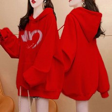 봄 가을 여성 긴팔 맨투맨 빅사이즈 하트 프린트 후드 긴팔티 캐주얼 순면 맨투맨 YLP