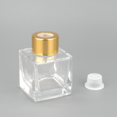 50ml 사각 투명 디퓨저 용기 캡+속마개포함, 1개, 골드캡