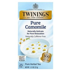 Twinings 허브차 순수 캐모마일 카페인 무함유 티백 25개 37g(1.32온스), 1개