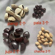 臺灣出貨 印尼果殻風鈴diy黑果材料包自製果殻音手工製作手搖鈴pangjii果殻 0OUT, 包包掛件4款果殼共10個按圖發出+麻繩3, 1個