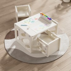BTM 키즈 테이블 의자 세트 다기능 공간 절약 그림 그리기 책상