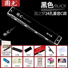 優選 口琴 初學者入門 學生專業口琴 24/28孔 複音重音 C調 寬音域, 【專業款】24孔重音C調-黑色+曲譜贈品, 1個