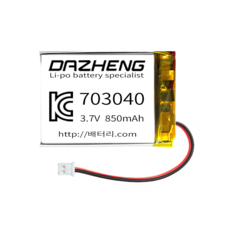 리튬폴리머 배터리 충전지 703040 3.7V 850mAh, 1개, 1개입