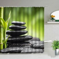 중국 스타일 녹색 대나무 샤워 커튼 방수 홈 욕실 장식 후크, 28. 3769W