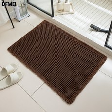 DFMEI 衛生間浴室防滑墊臥室進門入戶腳墊家用防滑耐磨吸水地毯華夫格, 1個, 咖色-熱熔膠底