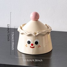 DIU 創意蛋糕菸灰缸陶瓷帶蓋防菸灰可愛家用菸缸茶几擺件ins風煙盅, 1個, 蛋糕菸灰缸米白:如圖