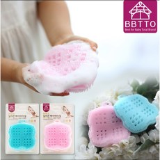 비비또 실리콘 베이비 타올 목욕장갑 손 타올 세안 페이스 클렌징 타올 얼굴 모공 피지관리, 연블루, 1개