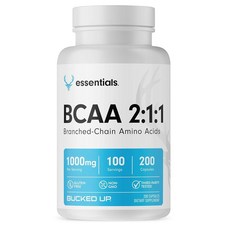 Bucked Up BCAA 2:1:1 캡슐 | 분지쇄 아미노산 보충제 | 1회 제공량당 1000mg | 글루텐 프리 GMO 프리 타사 테스트 | BC, Bucked UP 업 BCAA 2:1:1 캡슐 | 분지, 1개