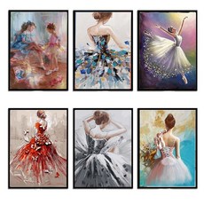 芭蕾舞數字油畵diy手繪填色玄關走廊掛畵舞蹈藝術裝飾畵 DIY油畫 填充油畫 數字油畫 DIY裝飾 塗鴉, 696101,50x70CM繃框（配掛勾畫好直接掛起）, 1個