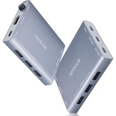 두 대의 컴퓨터를 위한 USB C KVM 스위치는 모니터 1개 포트 4개 PD 어댑터 1개를 공유합니다 PC 노트북 키보드 마우스용 스위처 셀렉터 60W 고속 충전 지원, 두 대의 컴퓨터를 위한 USB C KVM 스위치는 모니