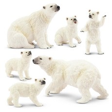 Toymany Polar Bear Plush Toys 6-Piece Set Including Cubs 5.1-10.2cm (2-4 inches) Realistic Plas, Toymany Polar Bear Plush Toys,