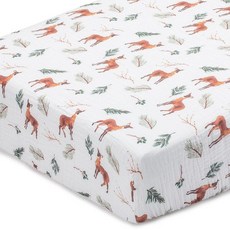 LollyBanks Fitted Crib Sheets 2 Pack Soft and Breathable 100% Cotton Muslin Crib Sheets Neutral, Deer