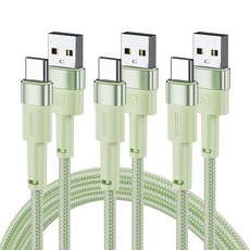 Toocki 마카롱 C타입 3A 고속충전 케이블, 3m, 녹색, 3개