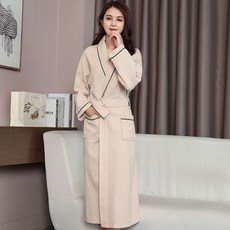 100%純棉華夫格浴袍 男女情侶睡袍 吸水浴衣, 杏色,XXL 身高180-體重170斤內