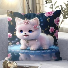 애니 캐릭터 소파쿠션 양면 소파 쿠션 솜 포함 세탁가능 고탄력 애니팬 필수 캐릭터 침실 거실 사무실 겸용 애니팬용 세탁가능 고탄력 트렌디한 스타일 안락감, 귀여운 강아지-17, 45 x 45CM (솜포함 양면쿠션)