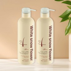 눈꽃볼륨트리트먼트 500ml 극손상모 헹구지 않아도 되는 헤어에센스 겸용 비듬 민감성 두피케어 하얀눈꽃가루 에이치레시피, 2개