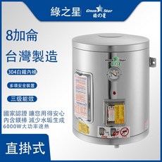 綠之星 8加侖 台灣製造 儲熱式電熱水器 304白鐵內桶 三級能效, GS-08