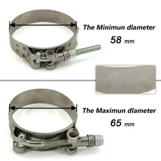 1 Pc 2.0" 2.25" 2.5" 2.75" 3.0" 3.25" 3.5" 4.0" T-볼트 배기 클램프 흡기 터보 배기 인터쿨러 실리콘 커, 1개, 기타, 04 58-65mm