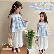 LC.kids 藍調微風格紋女童套裝