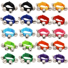 포레인암 20 PCS 10가지 색상의 손목시계 팔찌 발목 징글벨 밴드 파티 손목밴드 뮤지컬 탬버린 리듬 타악기 선호, 1 8.7 inch long x 1 inch wide