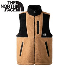 The North Face 中性 保暖多口袋立領休閒抓絨背心 棕色