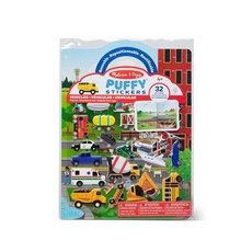 Melissa & Doug 차량 푹신한 스티커 놀이 세트 여행용 장난감 양면 배경 재사용 가능한 32개 116159, Melissa Doug 차량 푹신한 스티커 놀이 세트