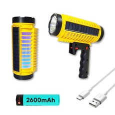 원동쓰 800V 포충기 겸용 LED 써치라이트 손전등 모기퇴치기 충전식 태양광충전, 1개