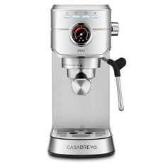 CASABrewS 5418 PRO 에스프레소 머신 20 바 강력한 스팀 밀크 프로더가 장착된 업그레이드된 메이커 카푸치노 라떼 실버를 위한 고속 난방 시스템이, A-Silver