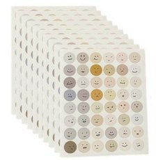480PCS 얼굴 표정 이모티콘 원형 스티커 10장, 1세트, S2411 다크색상 480pcs(10장)