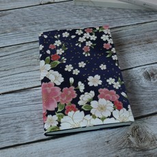 【日系燙金櫻花】書衣 書套 可調式 布書衣 手作書衣 手帳 筆記本 小說 記帳本, 1個