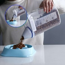 쌍문상회 지금 필요한 밀폐사료통개사료통 애완견사료통 밀폐 사료급식통 사료보관통 반려견사료통 사료통 반려묘사료통 애완묘사료통 고양이사료통 반려동물 31872EA, 화이트캡+블루씰