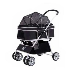 【摩達客】高級輕便兩用分離式手提座艙摺疊寵物推車 22KG以下 猫狗適用 兩色可選, 黑色, 1個