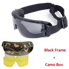 보호 렌즈 전술 선글라스 밀리터리 에어소프트 페인트볼 스포츠 고글, 3. Black Camo Box, 1개