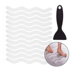 인밸 욕실타일용 S자형 미끄럼방지스티커 12개입 + 스크래퍼, 1세트