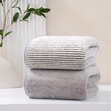 유루카 호텔 대형 바스타월 수건, 1세트, [그레이 + 스트라이프]