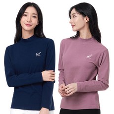 [이지바이] (1+1) 여성 겨울 고밀도 기모 하프넥 폴라 티셔츠_포그니 빅사이즈 스판 부드러운 핫 기모 터틀넥 목폴라 목티